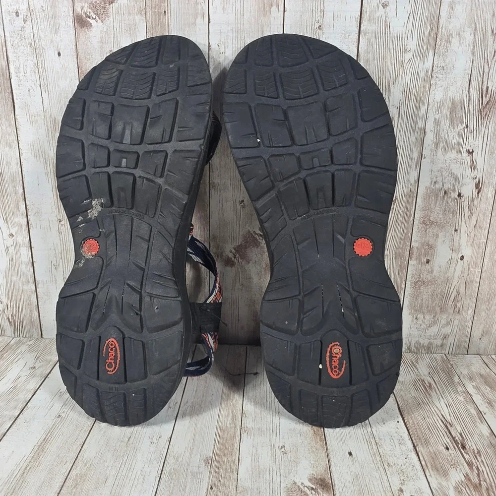 Chaco‎ Z/Cloud 2 Mens Sandals Size 11 Navy Orange Geometric Toe Loop Hiking